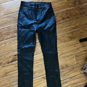 Leather pants with a slip on both pant legs